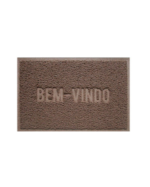 Tapete Capacho Vinil 0.40x 0.60cm Bem-Vindo - Marrom