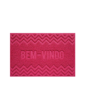 Tapete Capacho Vinil 0.40x 0.60cm Bem-Vindo - Vermelho