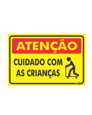 Placa Atenção Cuidado Crianc Ps461 - Encartale