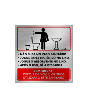 Placa Inox Higiene Banheiro Feminino Pa05 - Encartale