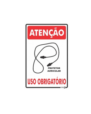 Placa Atenção Protetor Auricular Obrigatório Ps240 - Encartale