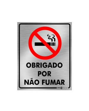 Placa Inox Obrigado Por Não Fumar Pa75 - Encartale