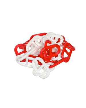 Corrente Plástica de 63 x 34mm Branca/Vermelha (Vendida por Metro) - Plastcor