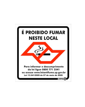 Adesivo Proibido Fumar Lei SP - Encartale