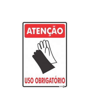 Placa Atenção Luvas Uso Obrigatório Ps85 - Encartale