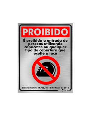 Placa Inox Proibido a Entrada c/Capacete Pa73 - Encartale