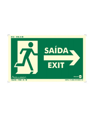 Placa Saída de Emergência Direita Fotoluminescente Paf321 - Encartale 
